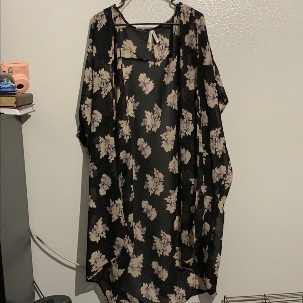 Long floral cardigan